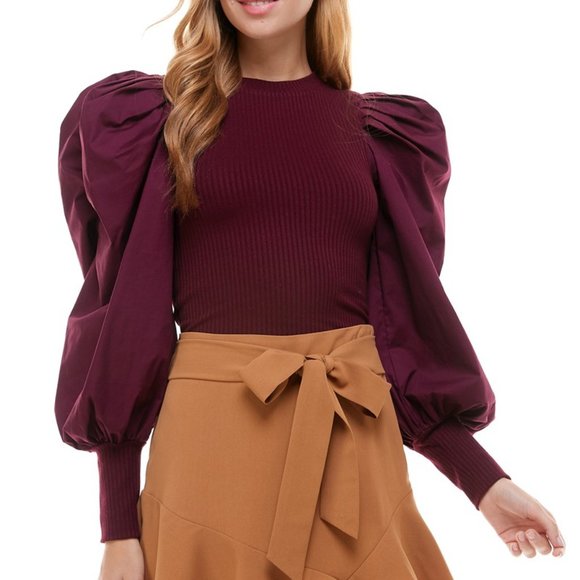 Red Puff Sleeve Top - Picture 1 of 2